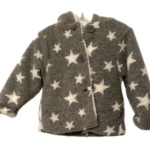 Cozy Gray Star Pattern Kids Jacket Sherpa